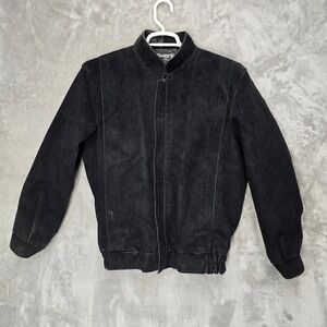 Vtg CONFECTION PA FER Italy Made Black Suede Bomber Jacket Men Size 54 = XL